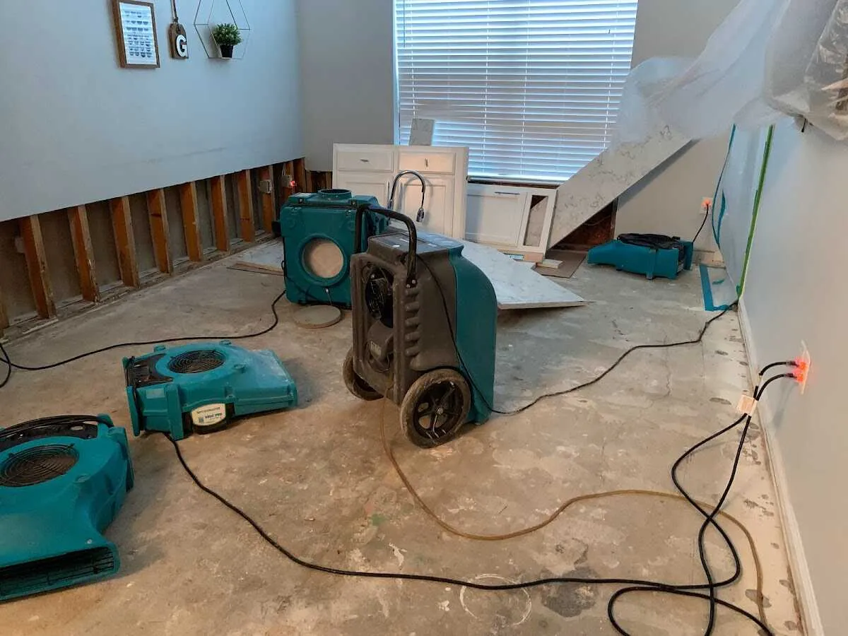 Dehumidifier in flood-cut room for Water Damage Restoration in Norfolk